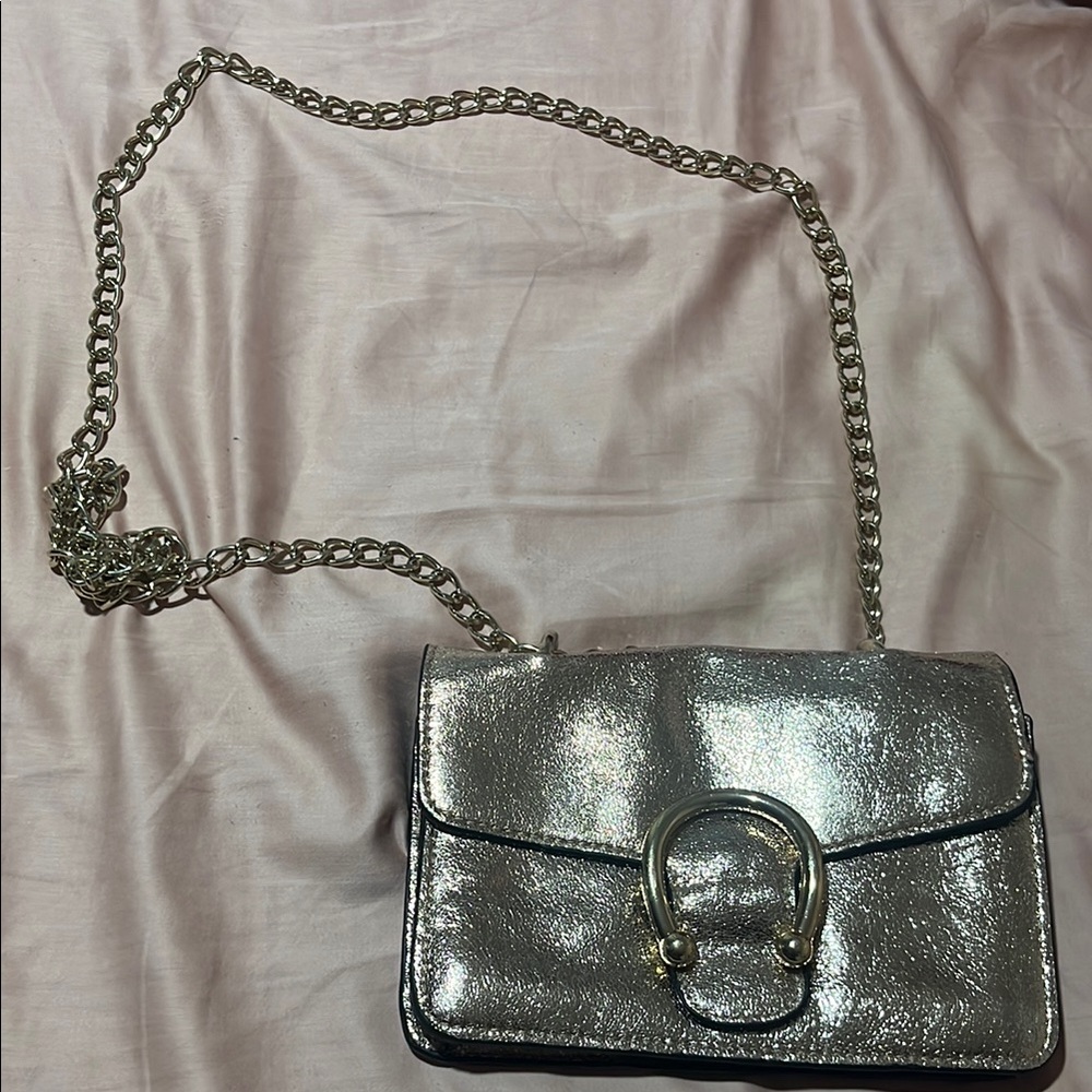 Steven By Steve Madden Metallic Crossbody Bag with Chain